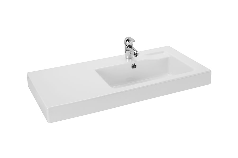 Linha 90cm basin with bowl on the right