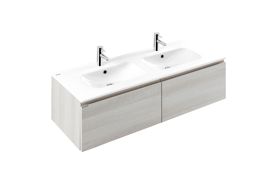 Área pack 120cm 2-drawer vanity unit, basin and mirror